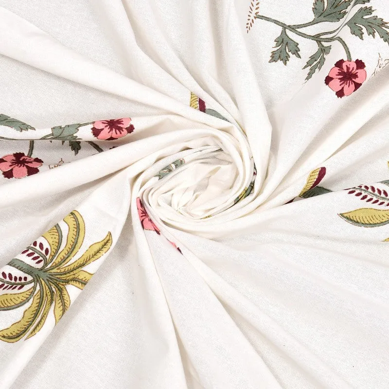 Haveli Space Cotton Bedsheet (White, Red) - 180 TC media 7