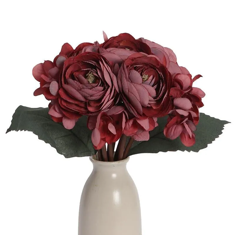 Faux Peonia Floral Bunch - Maroon media 3