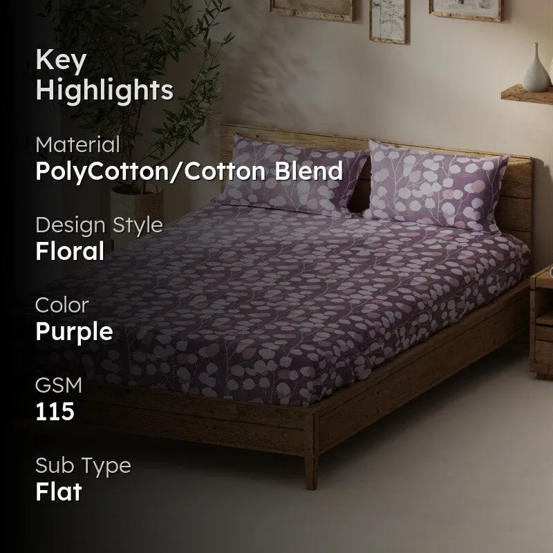 Rivara Bedsheet (Plum) - 115 GSM media 2