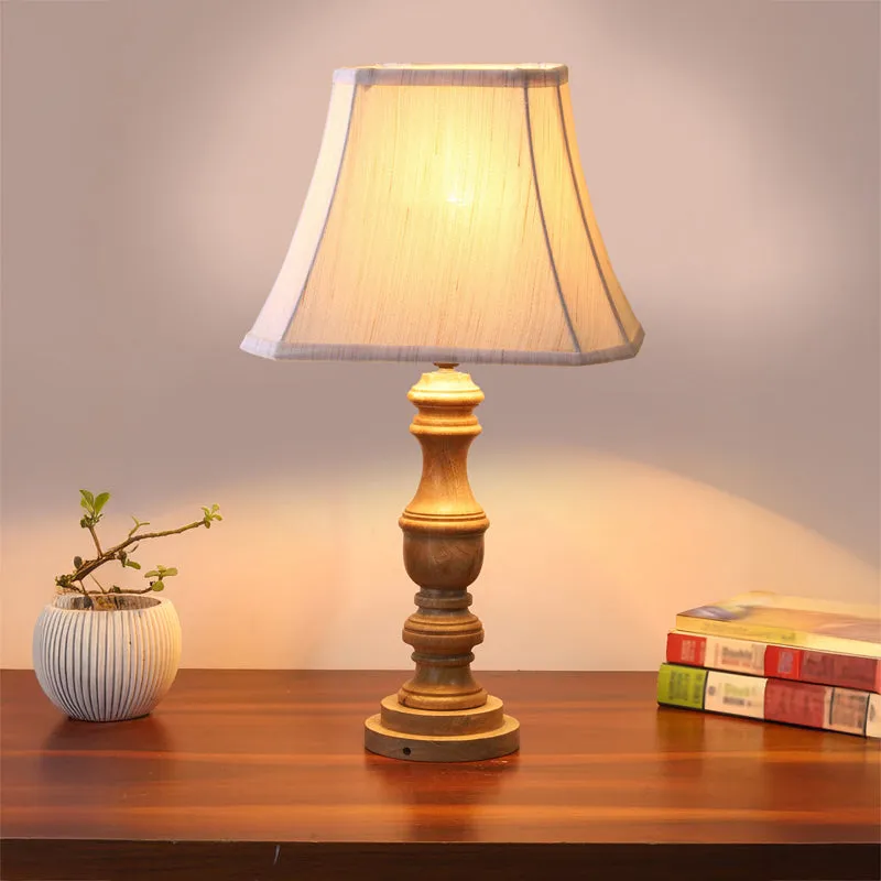 Allume I Carve Wooden Table Lamp - White,Brown media 2