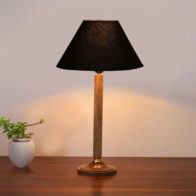 Glow Mesa Table Lamp With Wooden Base - Black,Brown media 1