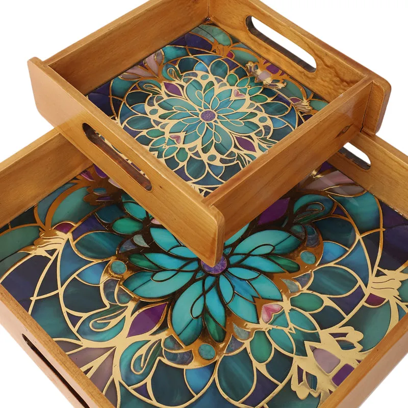 Floral Feast Wooden Serving Tray - Set of Two media 4