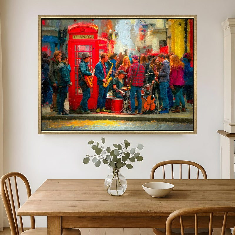 Red Booth Canvas Wall Painting With Frame
