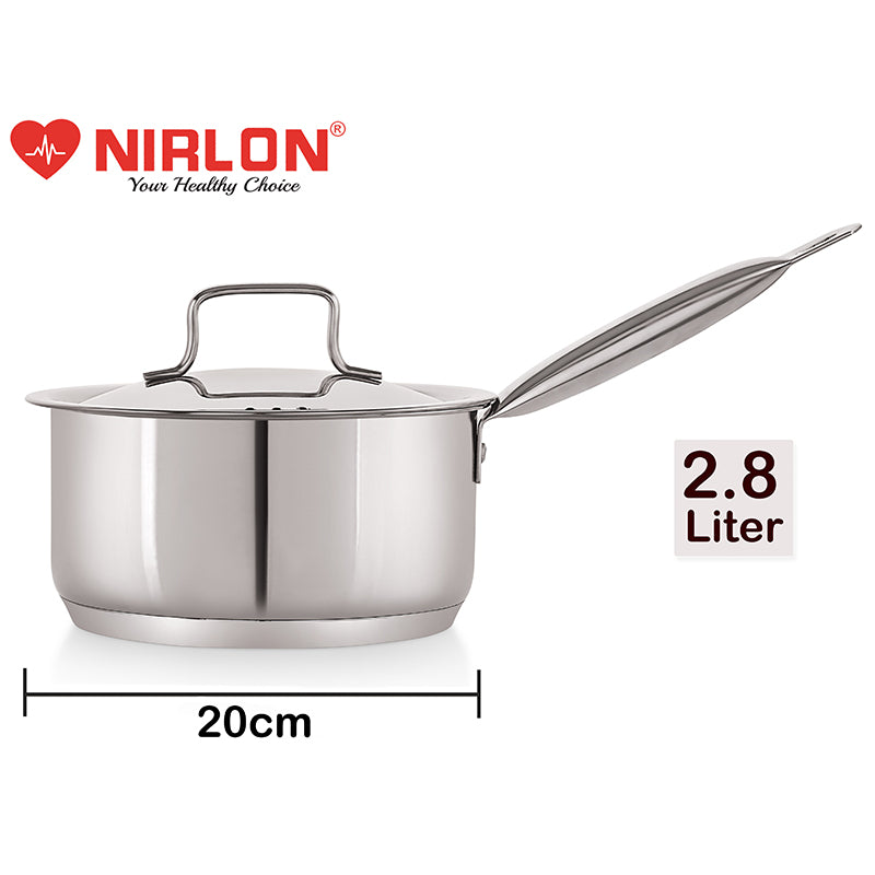 Nirlon Steel Saucepan With Lid - 2800 ML/8 Inches media 7