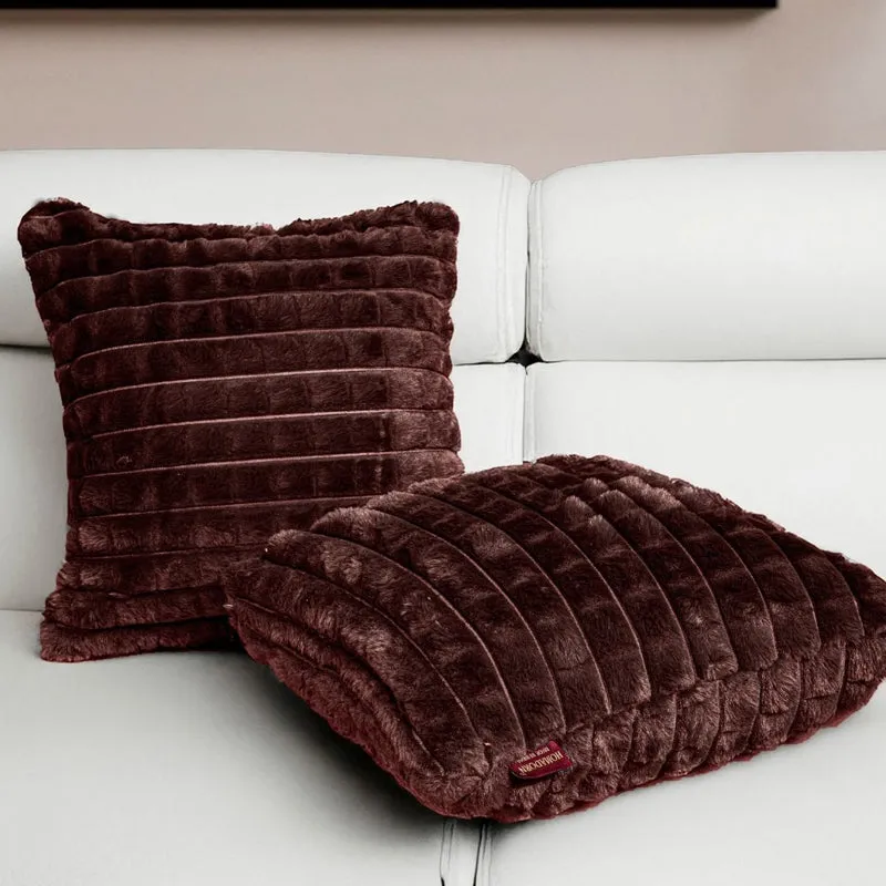 Frost Waffle Brown Cushion Cover (Square) Set of Two media 1