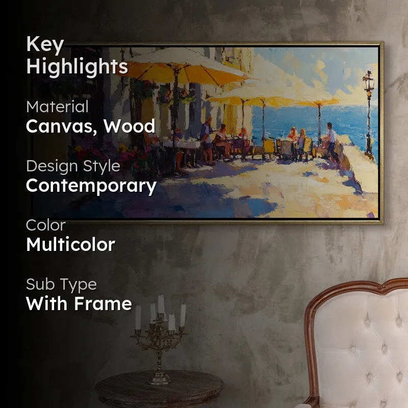 The Seaside Cafe Canvas Wall Painting With Frame media 2