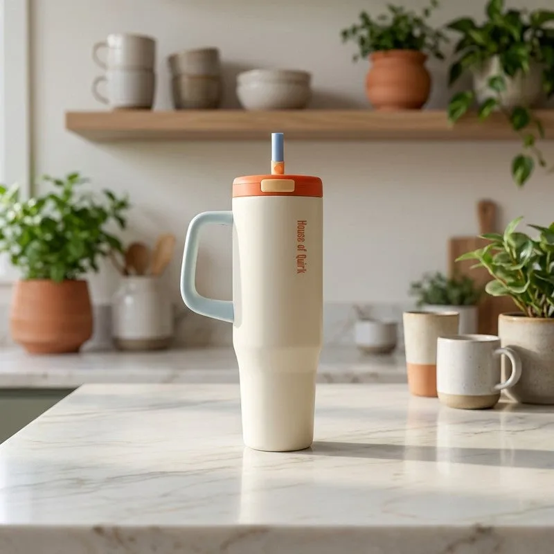 AuraGrip Stainless Steel Tumbler (1200 ML) - Beige media 1