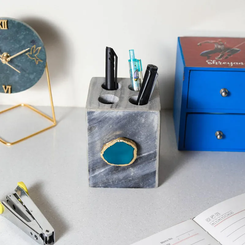 Neiro Marble & Agate Stationary Holder - Green media 1