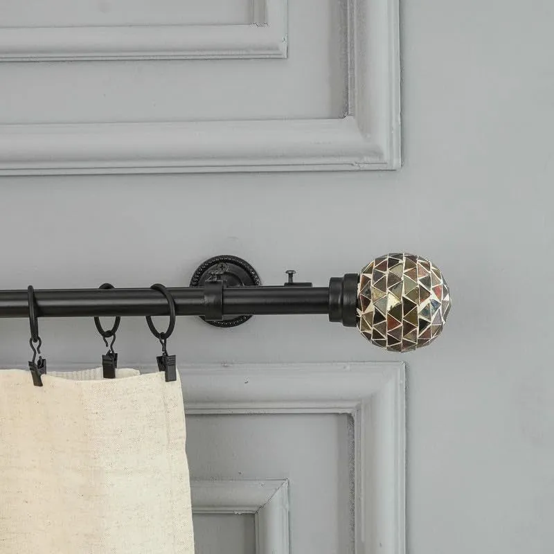 Prism Duo Extendable 1" Double Curtain Rod With Round Finial & Brackets media 5