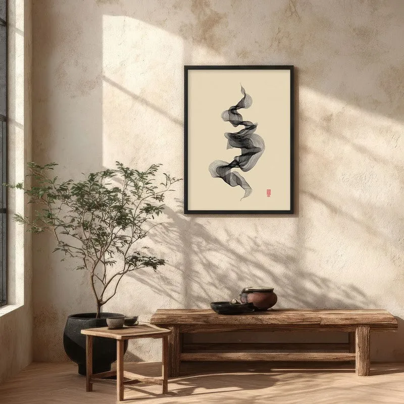 Calligraphy of Calm Archival Paper Wall Painting With Black Frame media 5