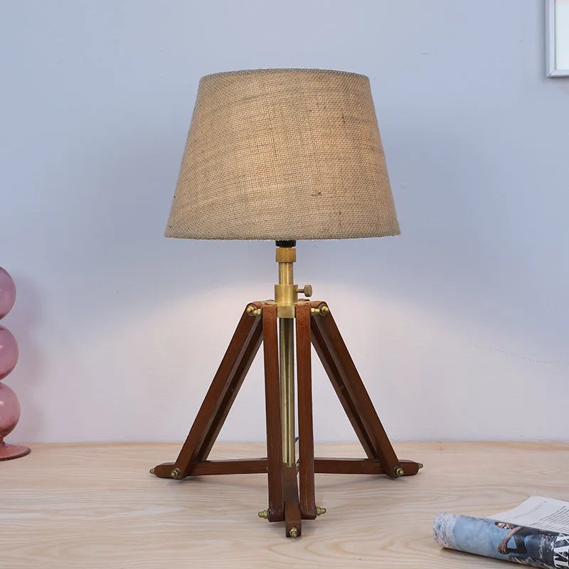 Tatami Tripod Mango Wood Table Lamp - Brown,Beige media 2
