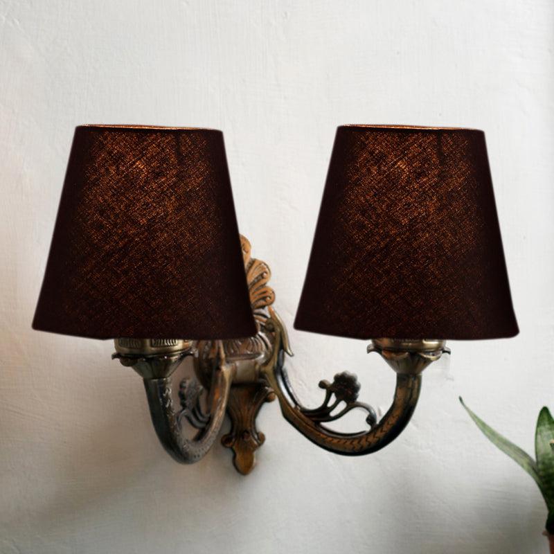 Vintage Conical Duo Fabric & Metal Wall Lamp - Black media 3