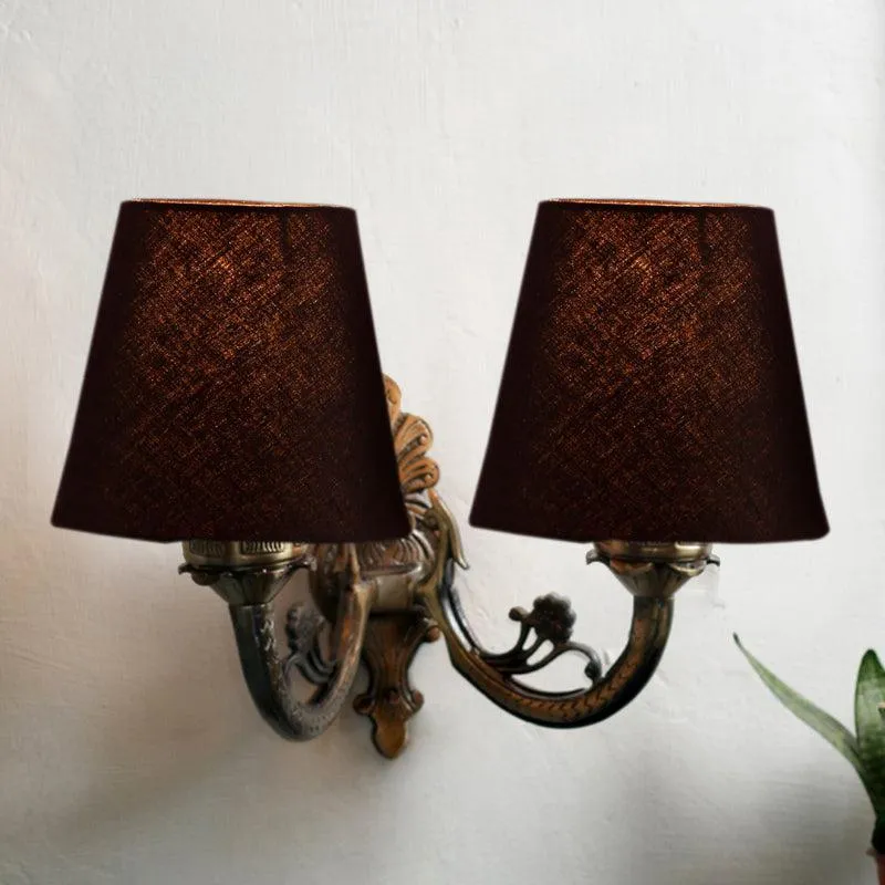 Vintage Conical Duo Fabric & Metal Wall Lamp - Black media 3