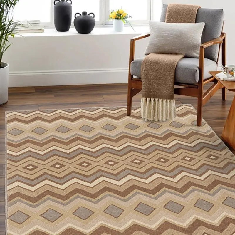 Shelob Hand Tufted Geometric Wool & Nylon Carpet - Brown media 3