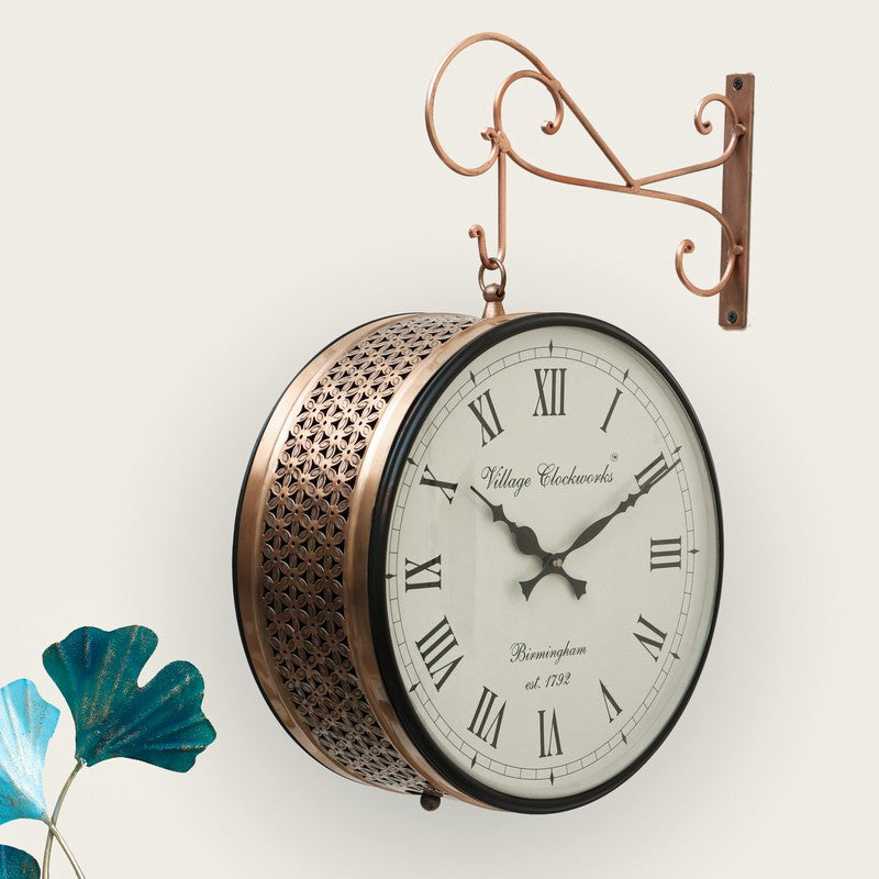 Platform Precision Double - Sided Vintage Wall Clock - Copper media 4