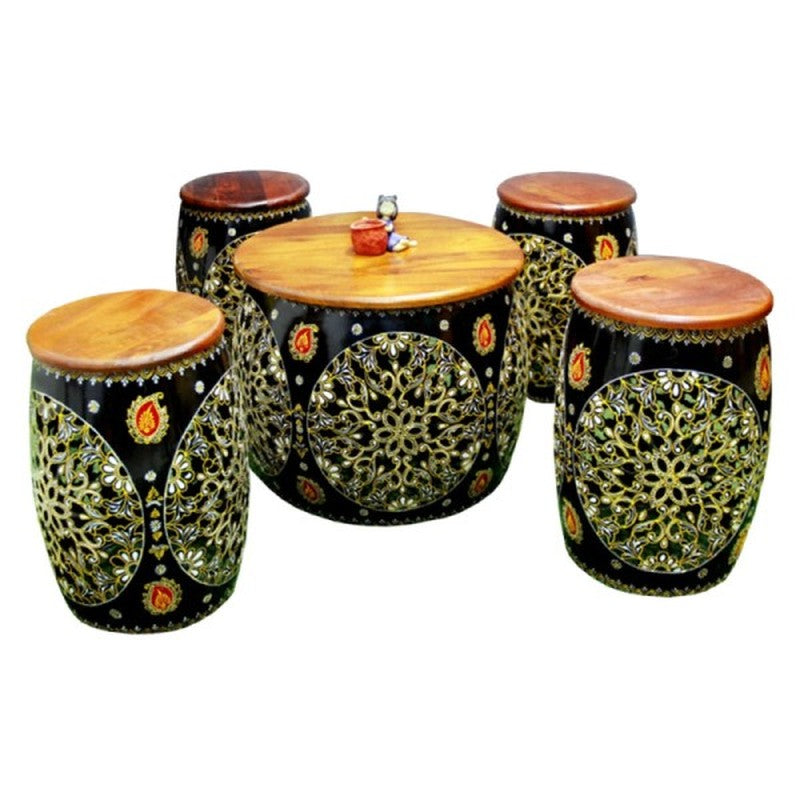 Metal Drum Accent Iron Stool Benches & Stools - Set of Five media 4