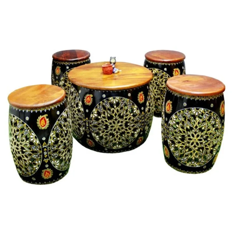Metal Drum Accent Iron Stool Benches & Stools - Set of Five media 4