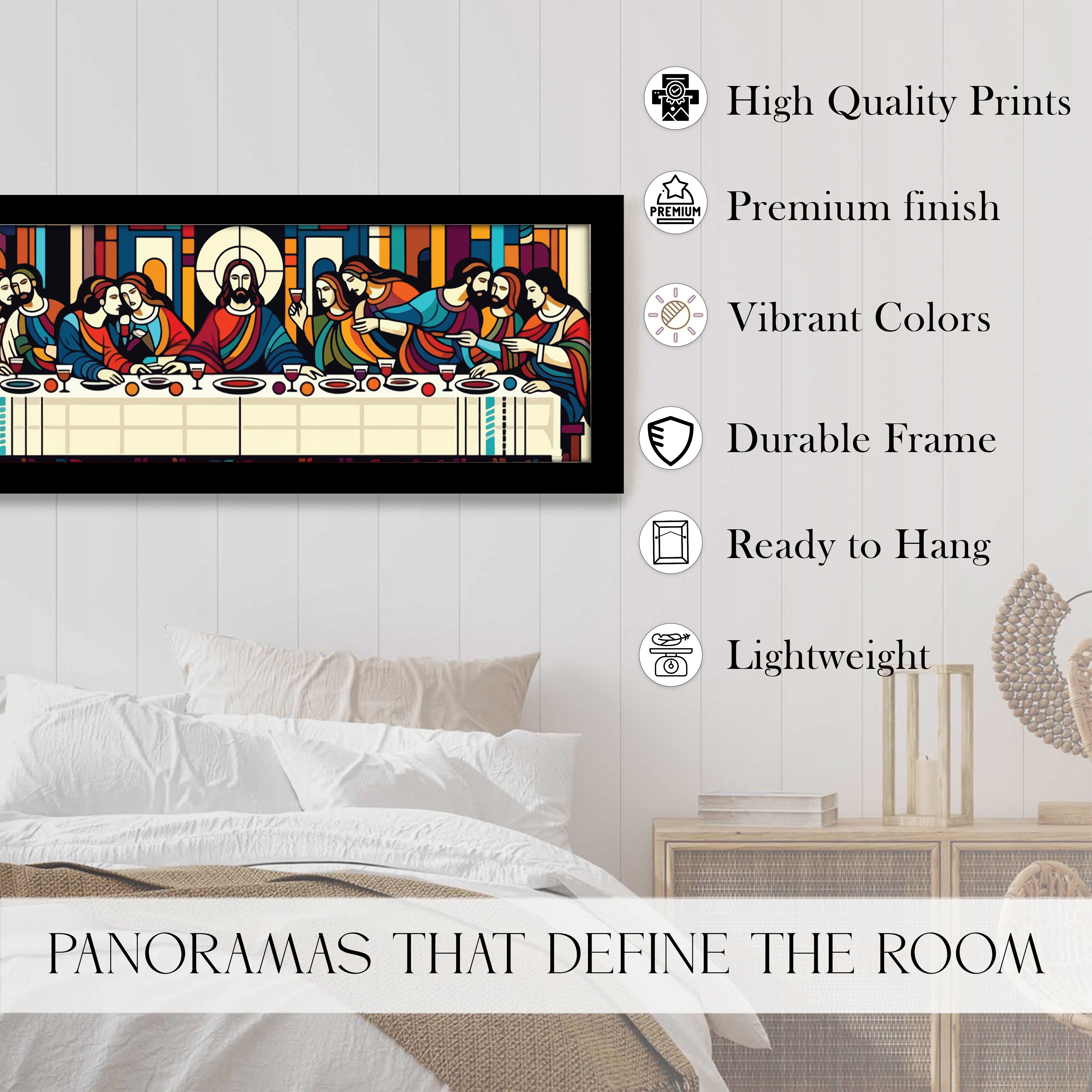 Sacred Last Supper Wall Painting With Frame media 3