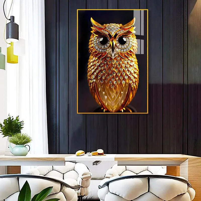 Onyx Gaze Modern Canvas Wall Art With Frame - Gold media 1