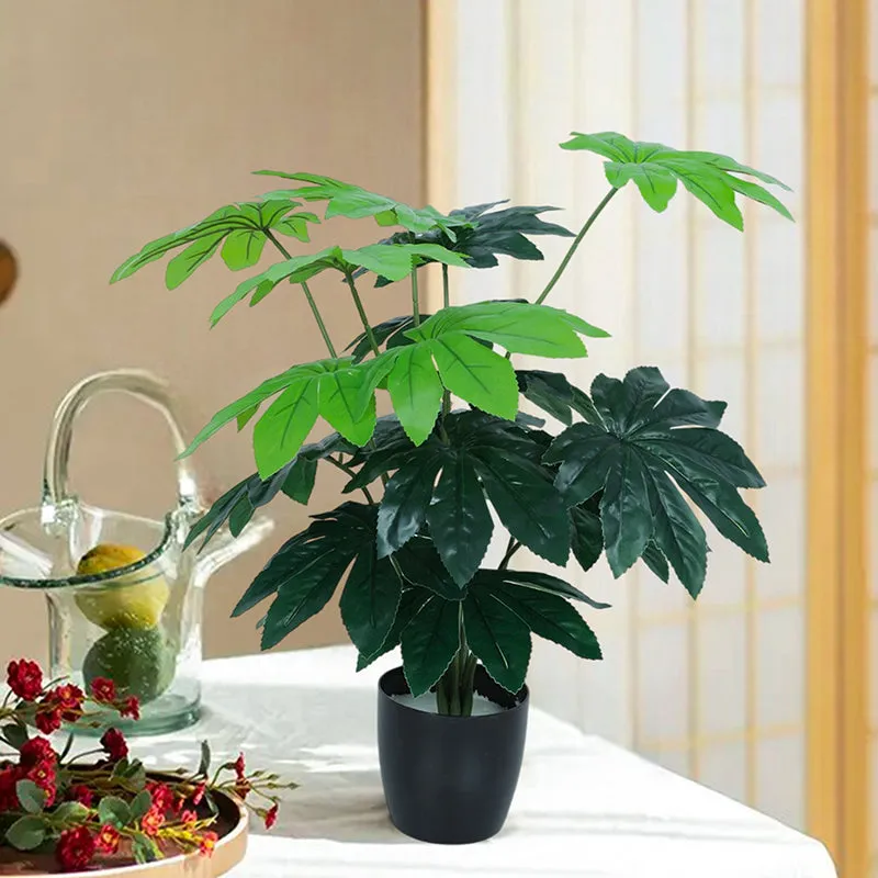Bahia Artificial Chestnut Plant With Black Plastic Pot - 2.5 Feet media 3