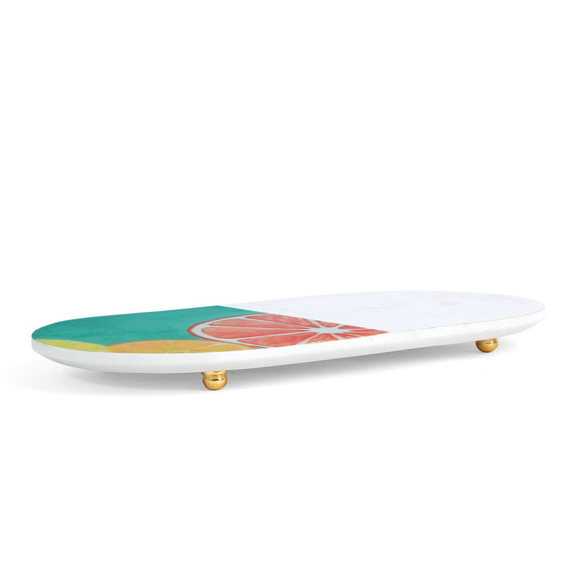 Exclusive Oval Printed (Marble,Brass) Marble Platter media 4