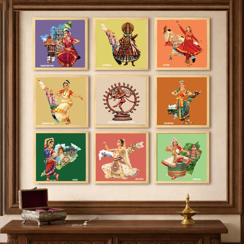 Kalayatra Paper Wall Painting With MDF Frame - Set Of Nine media 3