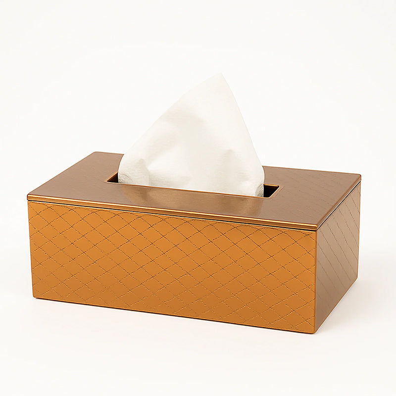 Aurin Faux Leather Tissue Box - Gold media 4