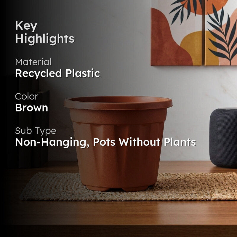 Ugaoo UV Treated Brown Plastic Pot (45 CM) - Set Of Three media 2