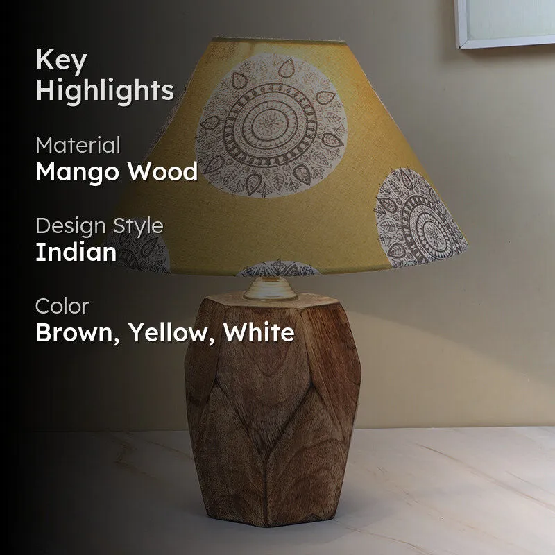 Mandala Merry Printed Mango Wood Table Lamp - Brown,Yellow,White media 2
