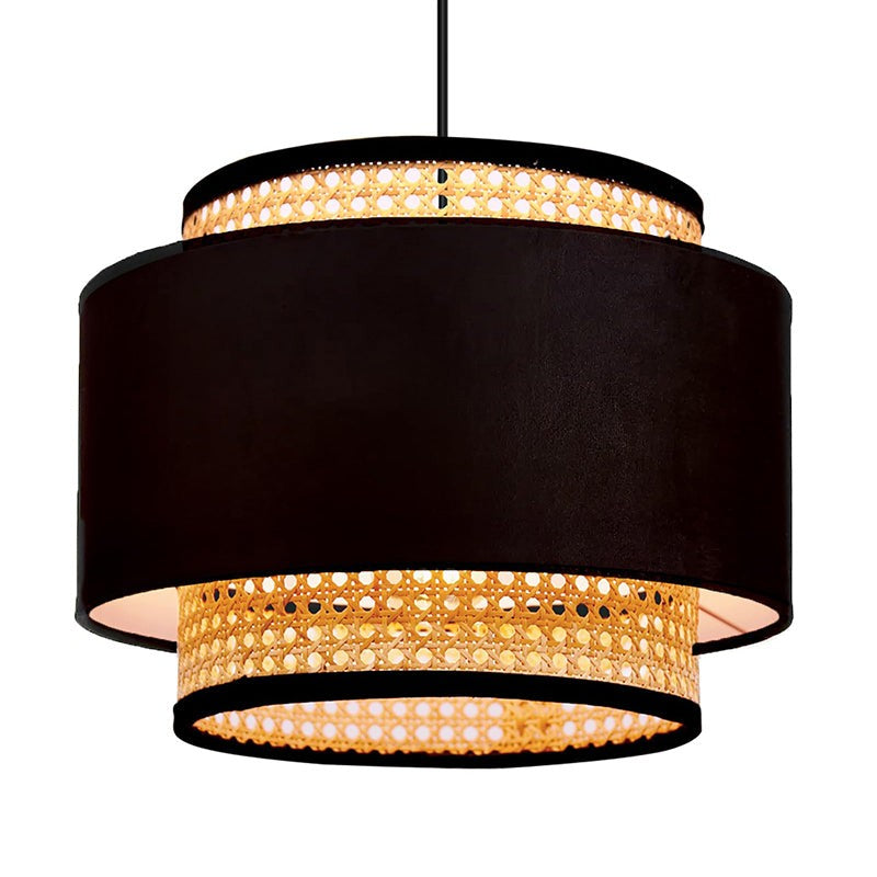 Rustic Glow Rattan Ceiling Lamp - Black media 2