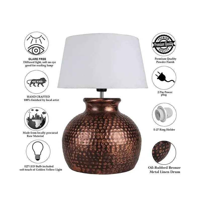 Ruchi Fabric Table Lamp - White,Bronze media 6