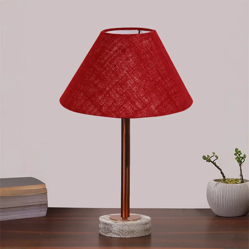 Sienna II Rodin Wooden Table Lamp - Maroon,Copper,White media 3