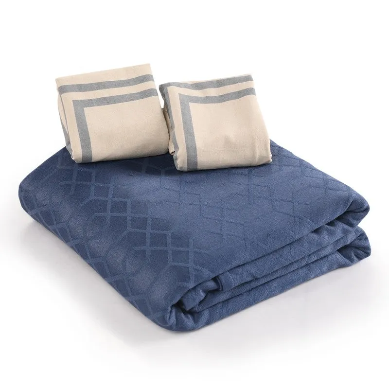 Grid Grace Cotton Bedsheet (Blue) - 150 TC media 5