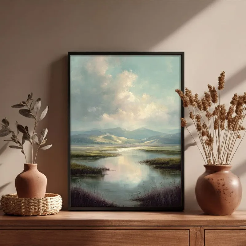 Meadow of Tranquility Archival Paper Wall Painting With Black Frame media 4