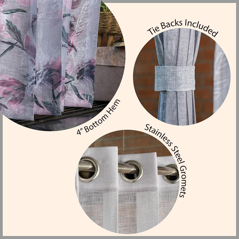 Urban Space Winter Crocus Curtain (Pink Sheer) - Set Of Two media 5