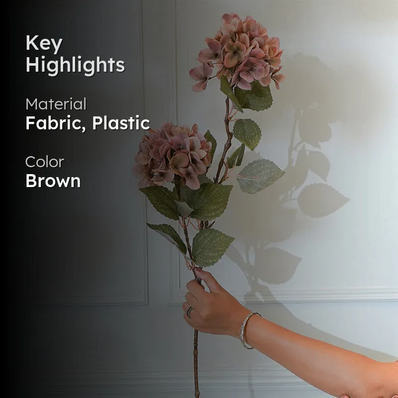 Faux Autumn Hydrangea Flower Stick (Brown) - 34 CM media 2