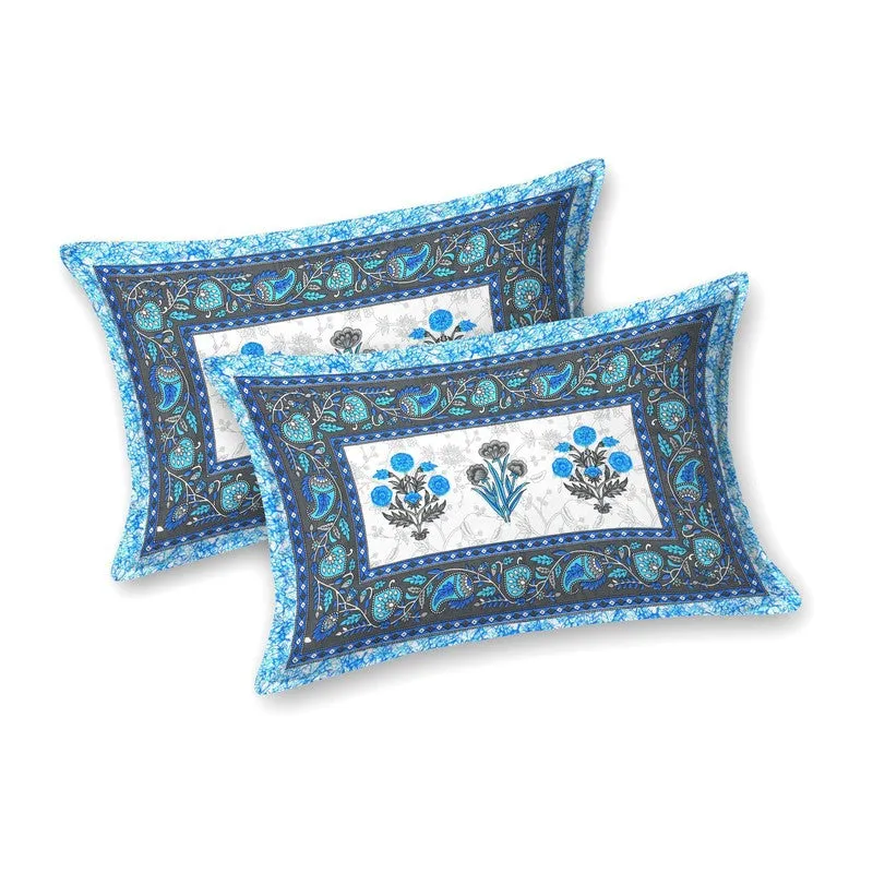 Desiis Cotton Bedsheet (Blue,White) - 240 TC media 4