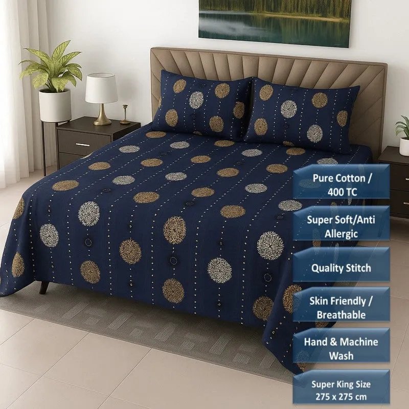 Desi Weave Cotton Bedsheets (Blue) - 400 TC media 8