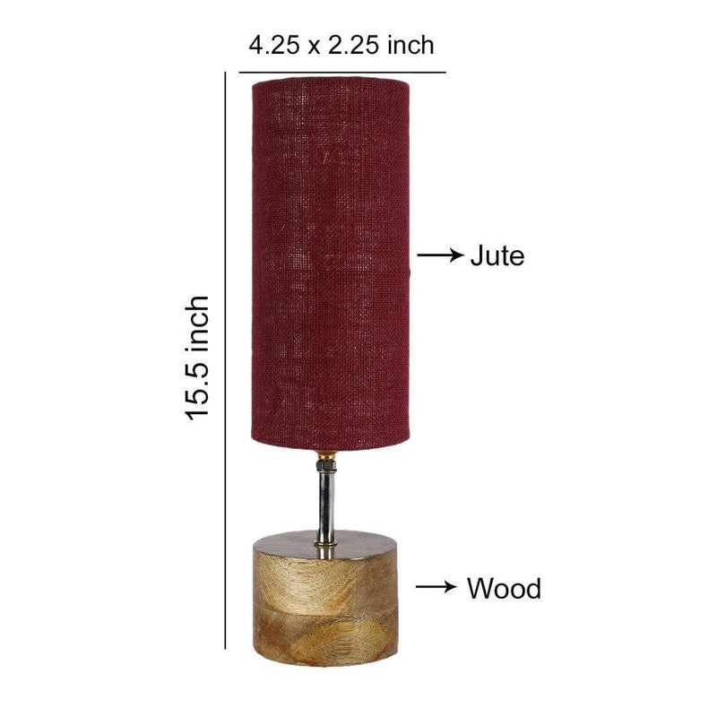 Rustic Wood & Fabric Table Lamp - Red,Brown media 7