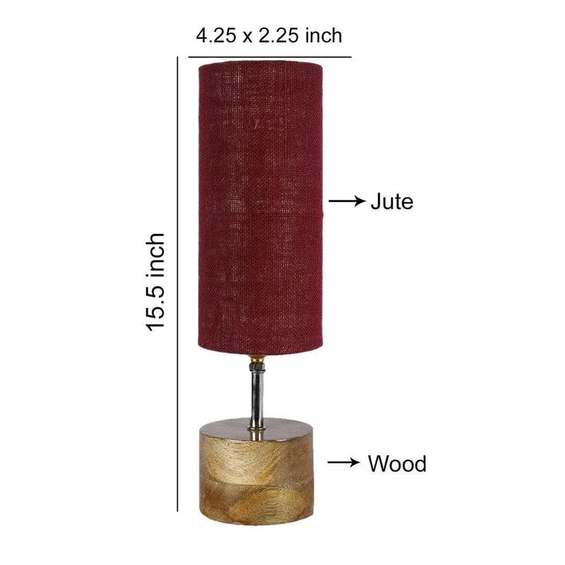 Rustic Wood & Fabric Table Lamp - Red,Brown media 7