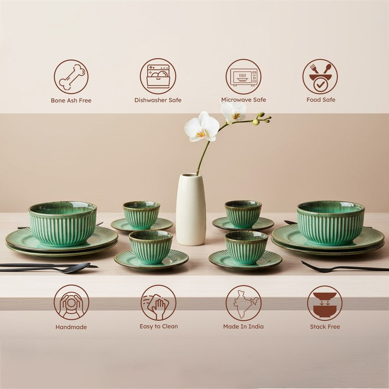 Mintora Green Ceramic Dinner Set - 8 Piece Set media 6