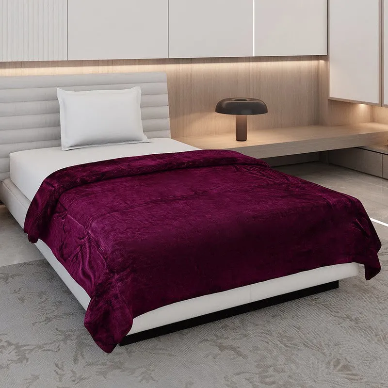 Monte Carlo Luxora Solid Polyester Blanket (Wine) - 300 GSM media 1