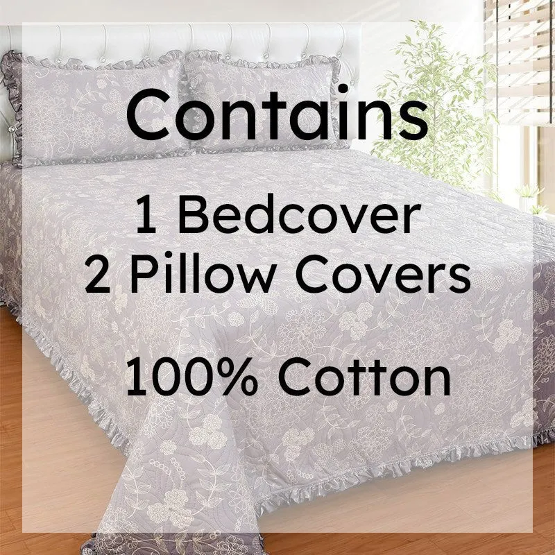 Elia Floral Glace Cotton/Microfiber Bedcover - Purple media 6