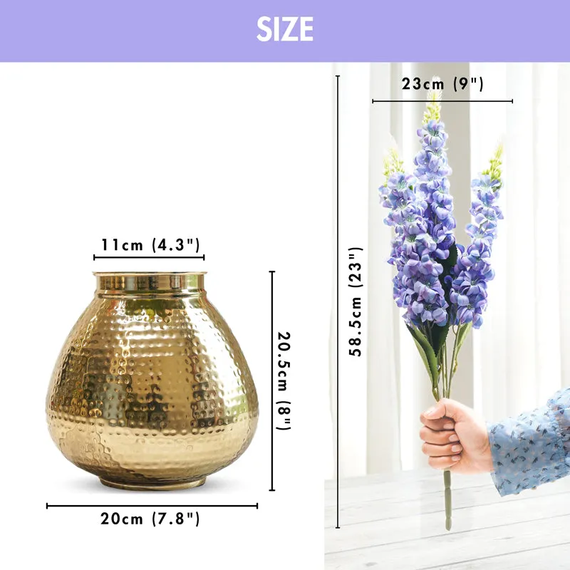 Florion Hammered Vase With Lupine Flowers media 4