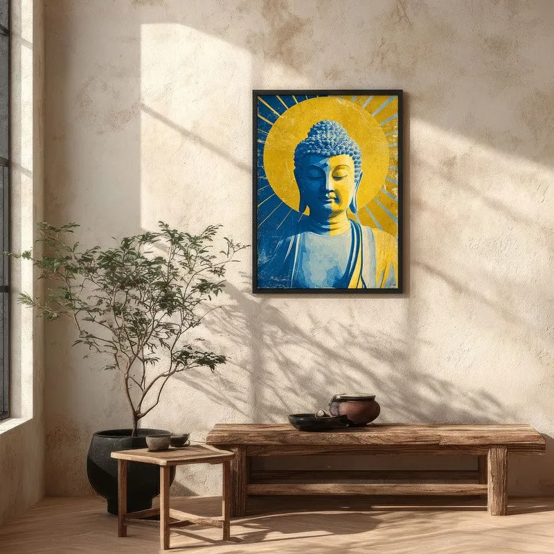 Buddha In Golden Aura I Archival Paper Wall Painting With Black Frame media 5