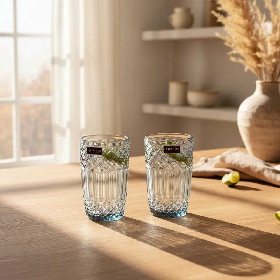 Eunoia Tall Glass (Grey) (390 ml ) - Set Of Four media 1