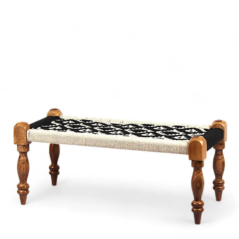 Forvo Sheesham Wooden Bench - Black,White media 5