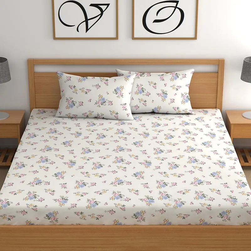 Alison II Microfiber Microfiber Bedsheet (White, Multicolor) - 150 GSM media 5