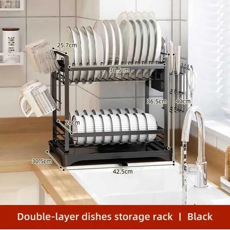 Plate Parade 2-Tier Carbon Steel Dish Rack - Black media 8