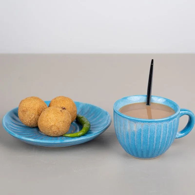 Siplet Cup & Saucer (Sky Blue,150 mL) -Set of Two media 4